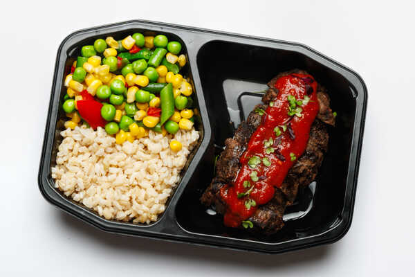 Chargrilled Grass Fed Rump with Portuguese Sauce and Lemon Wedge