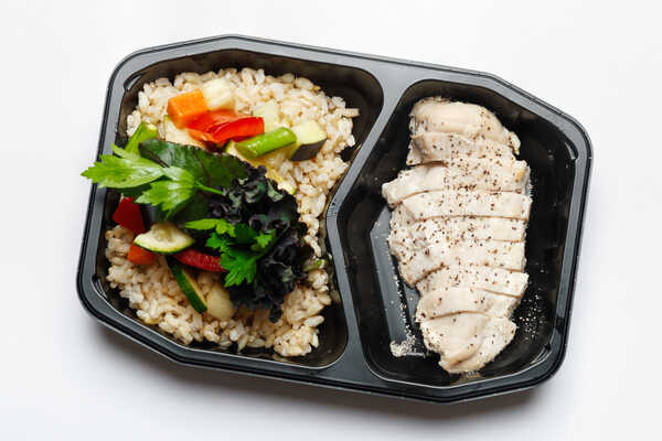 Oven Roasted Chicken Breast with Salt, Pepper, Lemon Wedge