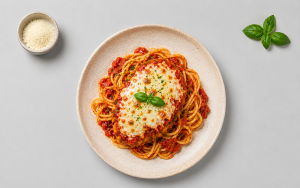 Chicken Parmigiana With Classic Spaghetti Napoli