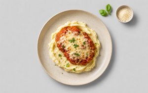 Golden Chicken Parmigiana with Buttery Mash