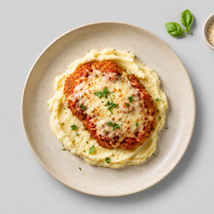 Golden Chicken Parmigiana with Buttery Mash