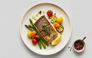 Baked Salt & Pepper Barramundi Fillet With A Lemon Wedge