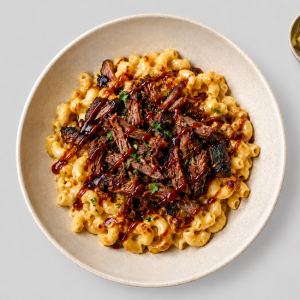 Texas-Style Brisket Mac & Cheese With Chipotle Bbq Drizzle